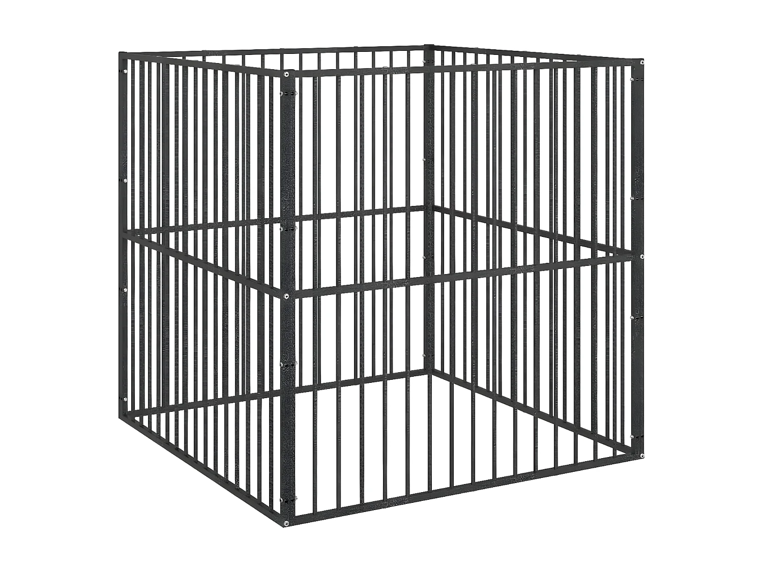 Parque para cães com 4 painéis aço galvanizado preto PT940494