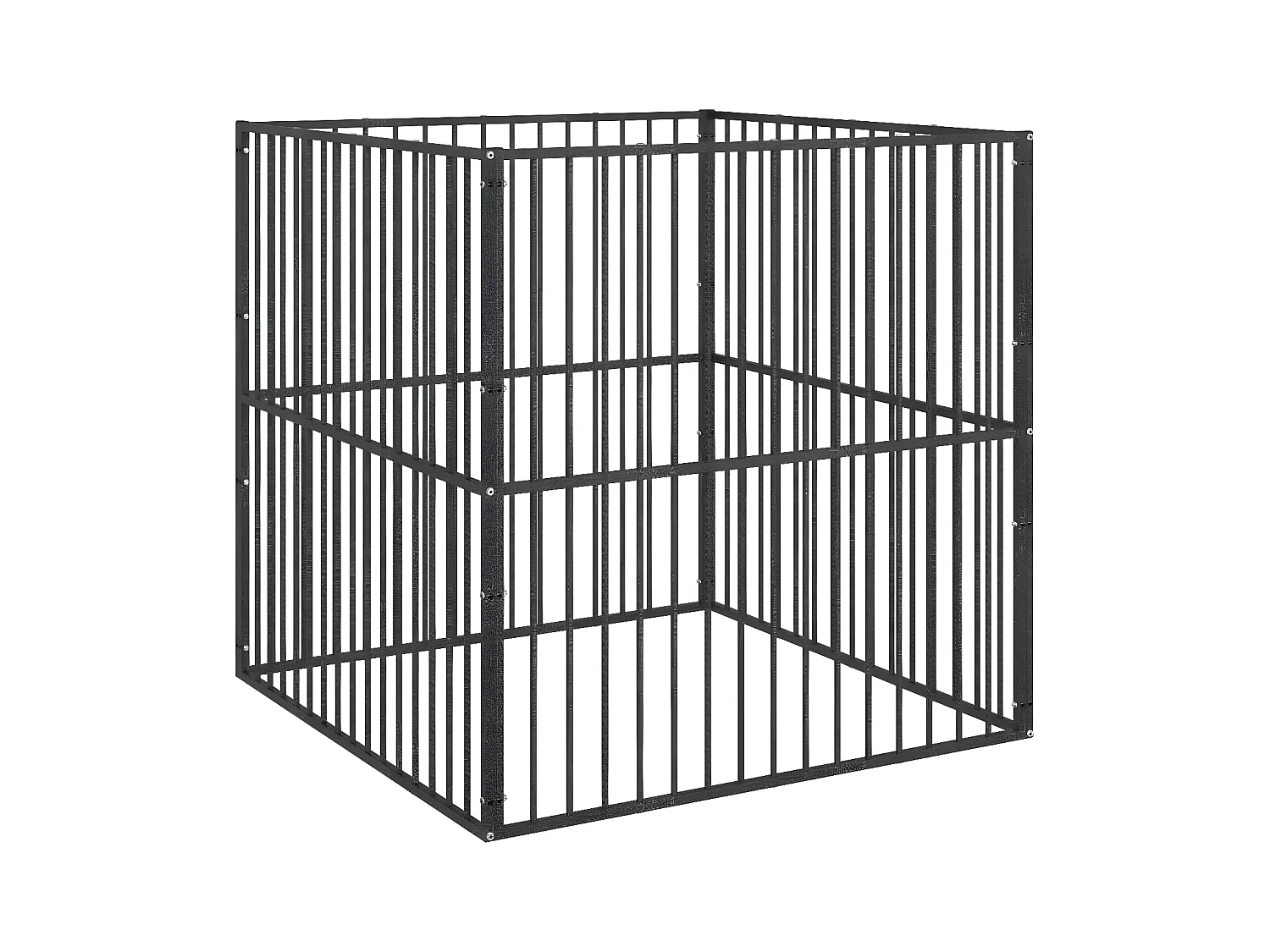 Parc pour chien 4 panneaux noir acier galvanisé RG3Q65000