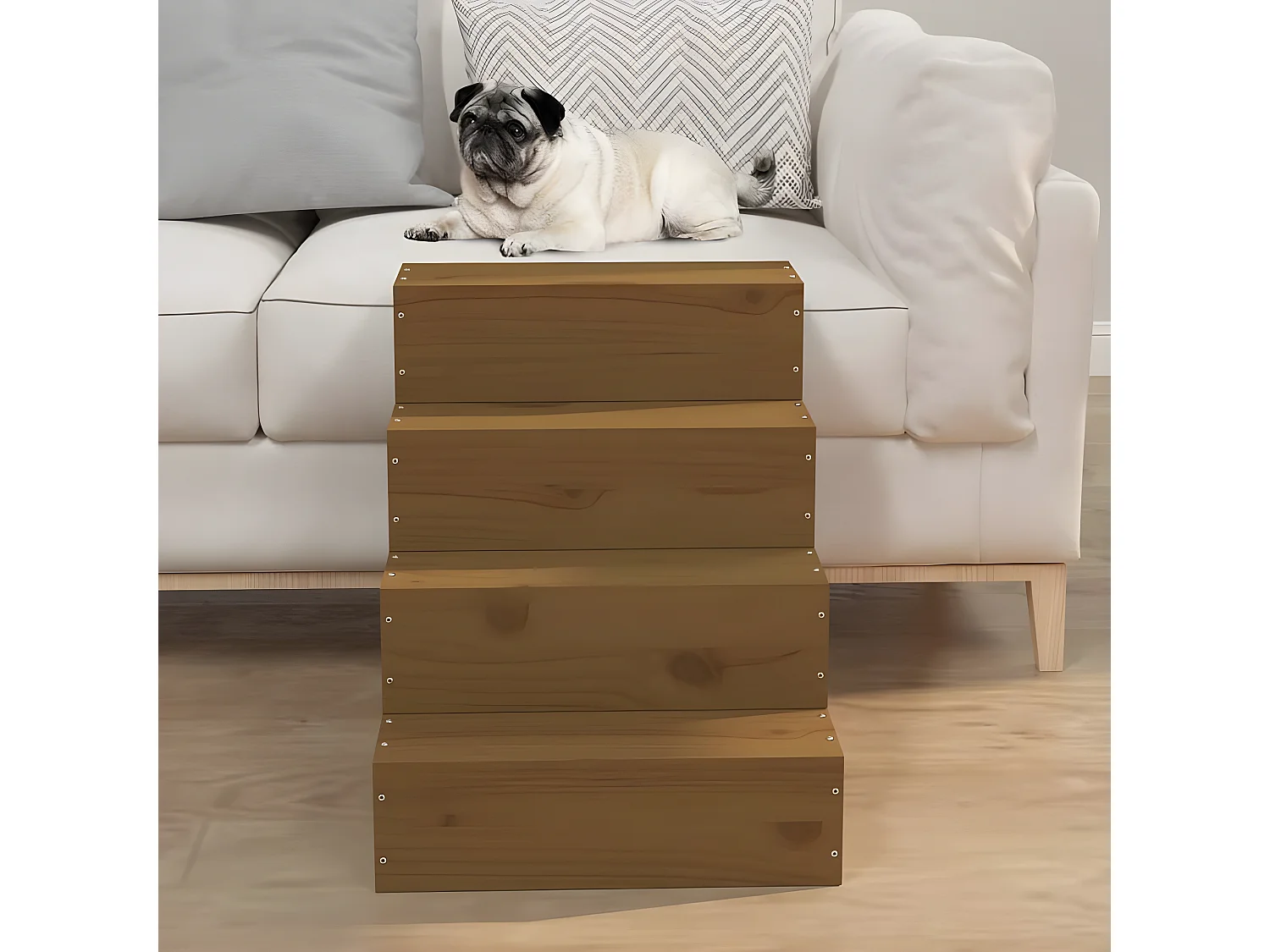 Escalier animaux de compagnie Marron miel 40x49x47 cm Bois pin RG3Q74235