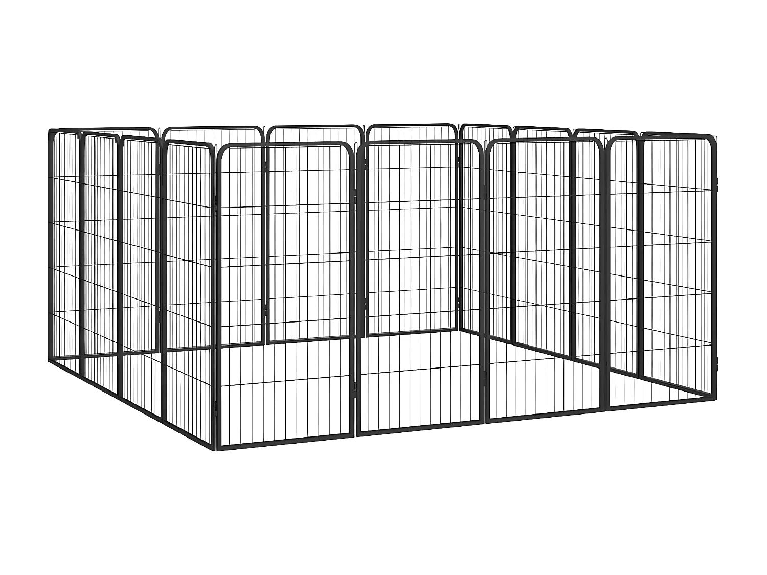 Parque p/ cães c/ 16 painéis 50x100 cm aço revestido a pó preto PT675705