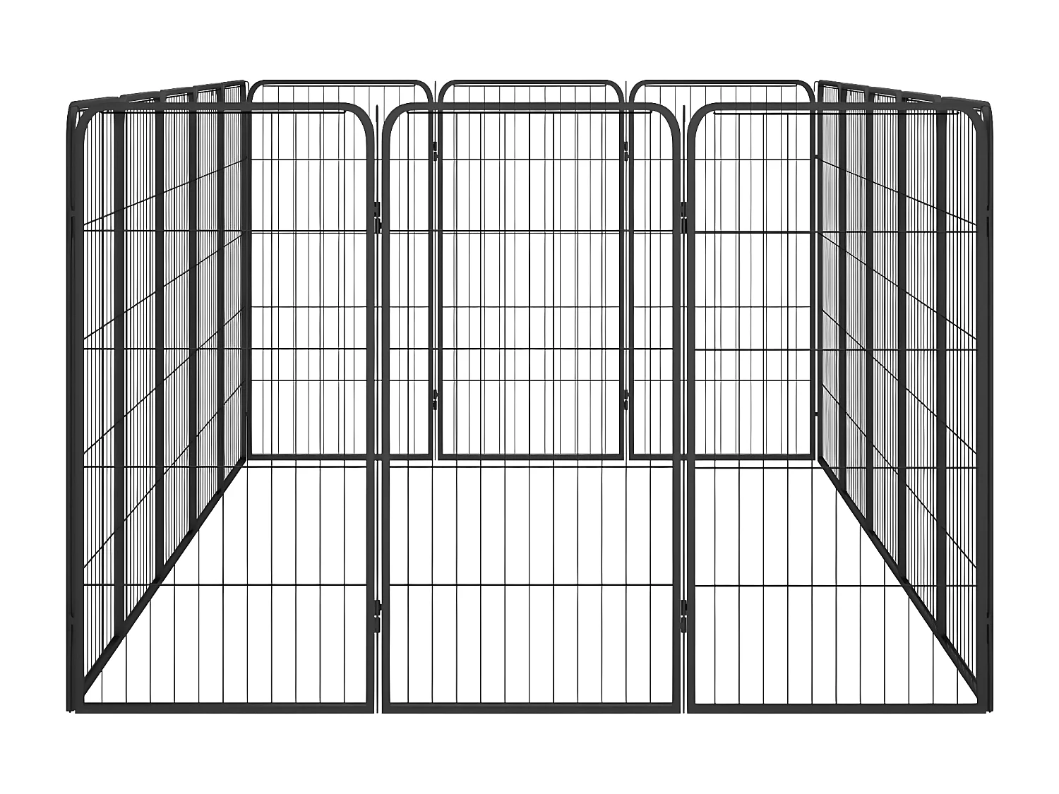 Parque p/ cães c/ 16 painéis 50x100 cm aço revestido a pó preto PT675705