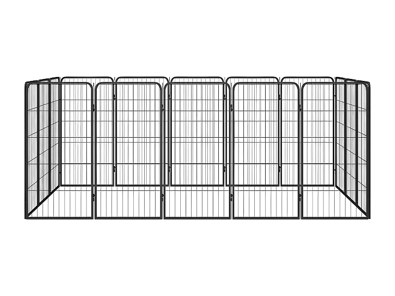 Parque p/ cães c/ 16 painéis 50x100 cm aço revestido a pó preto PT675705