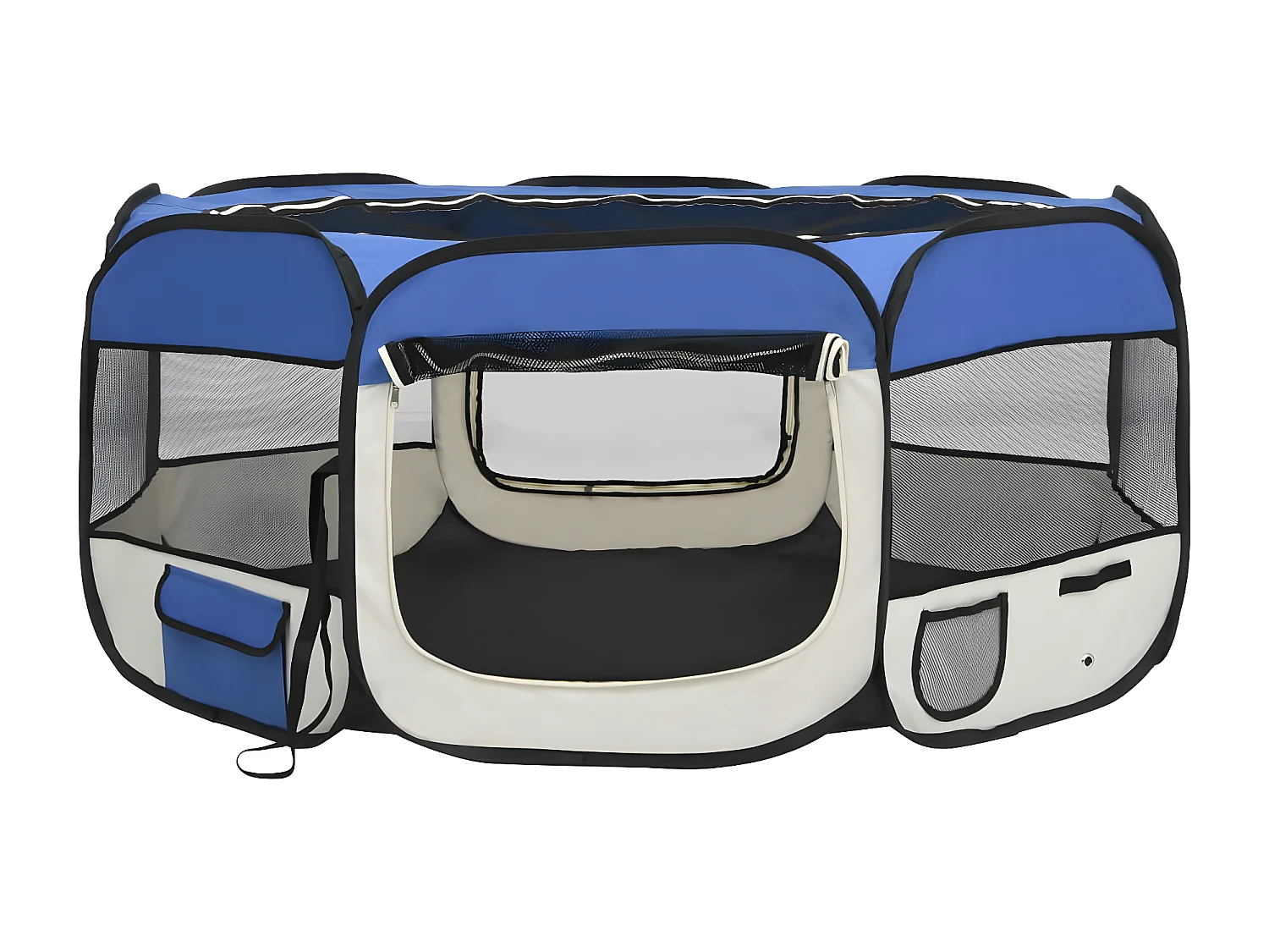 Parc pliable pour chien avec sac de transport Bleu 145x145x61cm RG3Q45511