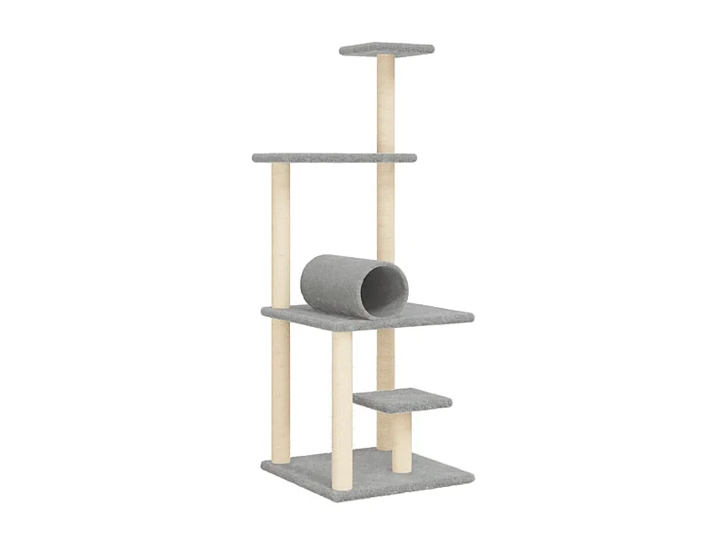 Rascador para gatos con postes de sisal gris claro 136 cm ES353209