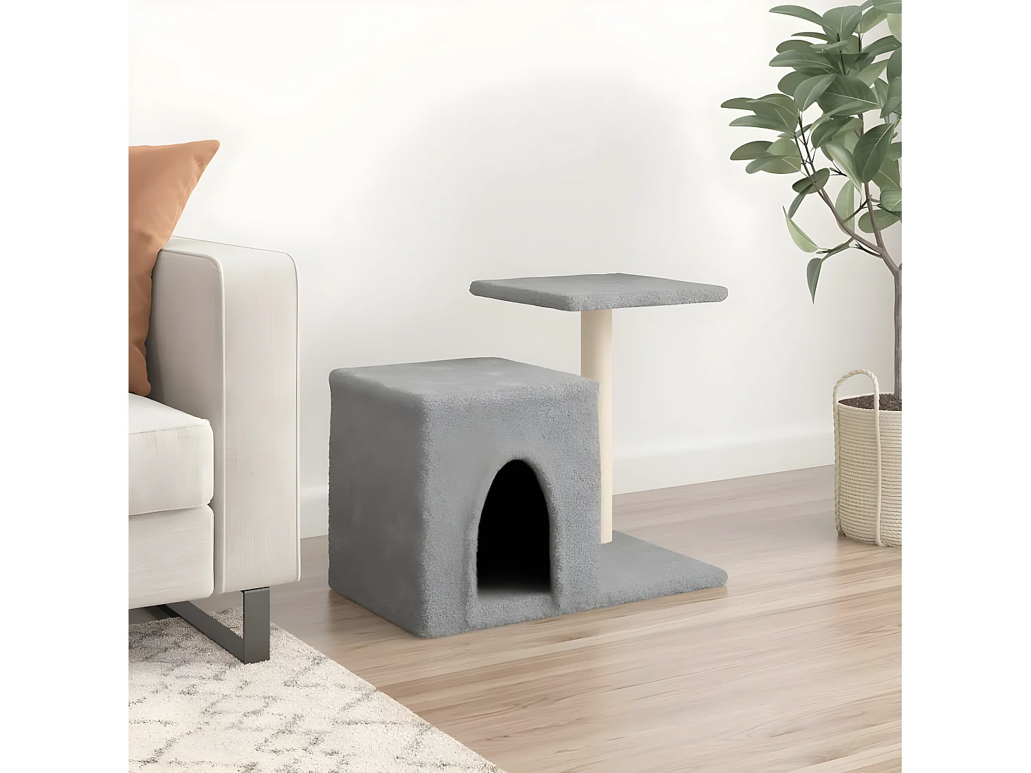 Rascador para gatos con postes de sisal gris claro 50,5 cm ES174083