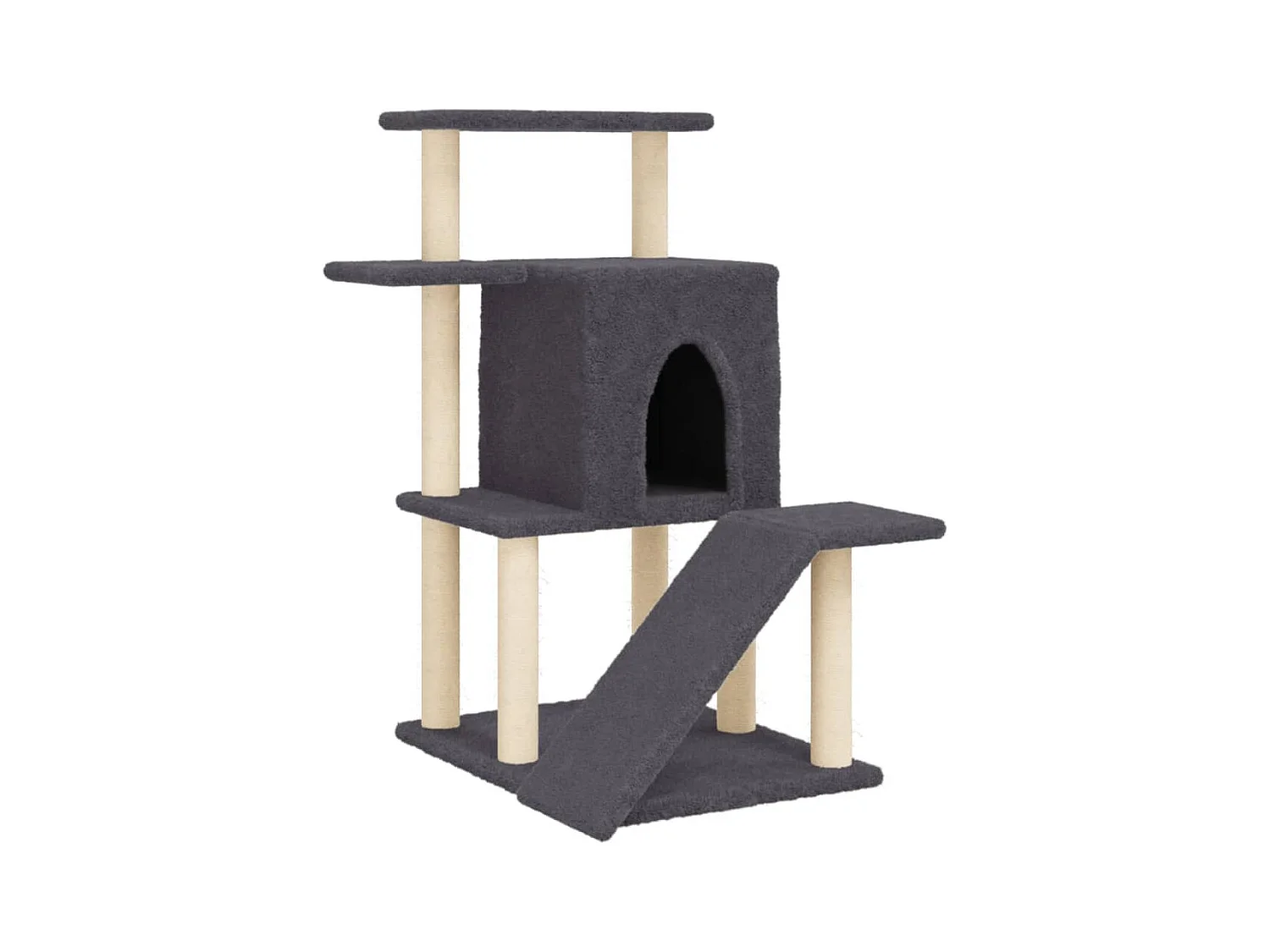 Arbre à chat avec griffoirs en sisal gris foncé 97 cm RG3Q32880