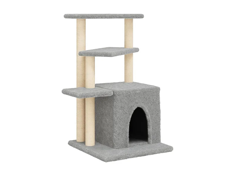 Árvore p/ gatos c/ postes arranhadores sisal 83,5cm cinza-claro PT737429