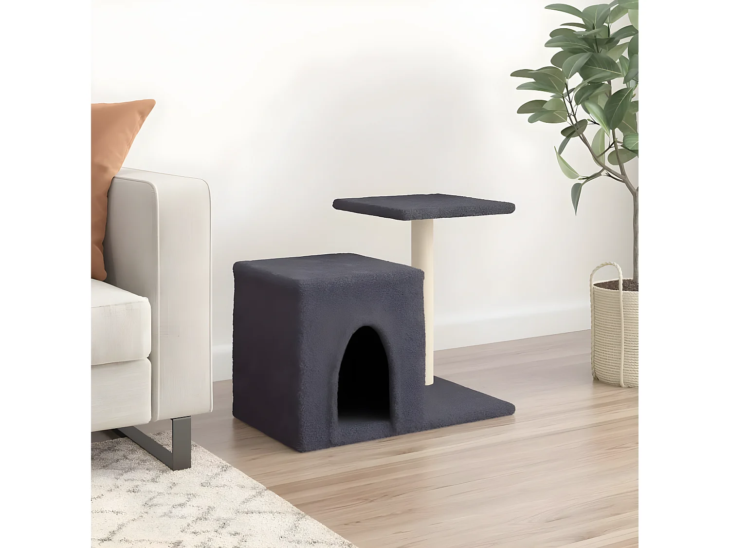 Árvore gatos c/ postes arranhadores sisal 50,5 cm cinza-escuro PT908924