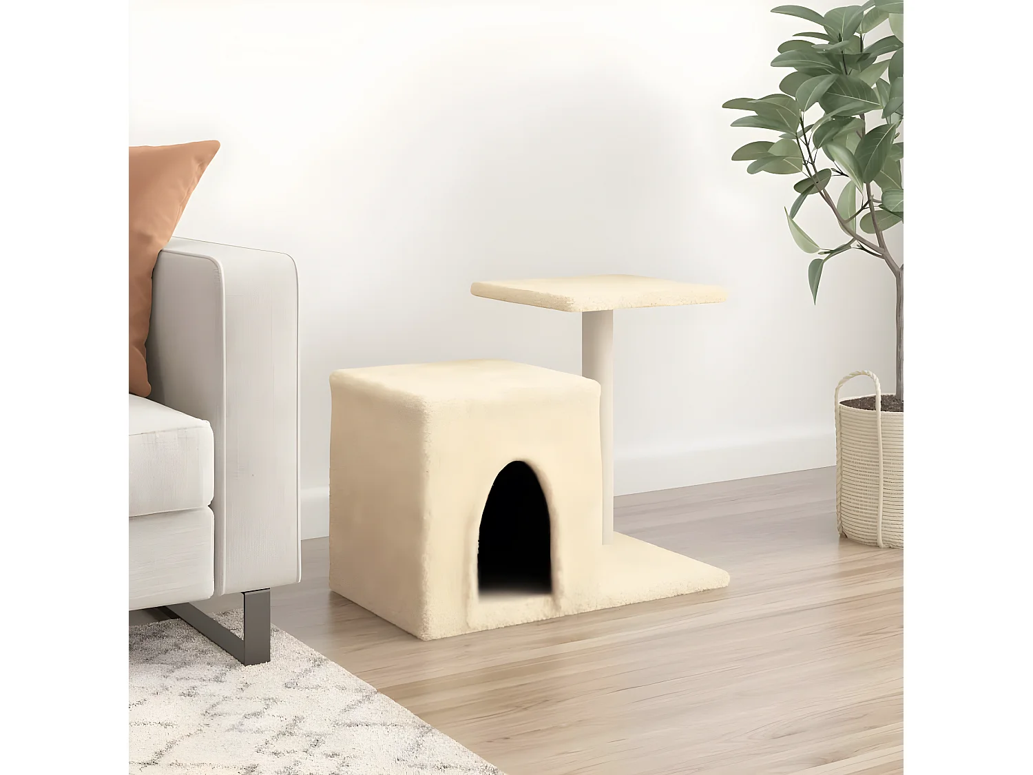 Arbre à chat avec griffoirs en sisal crème 50,5 cm RG3Q20721
