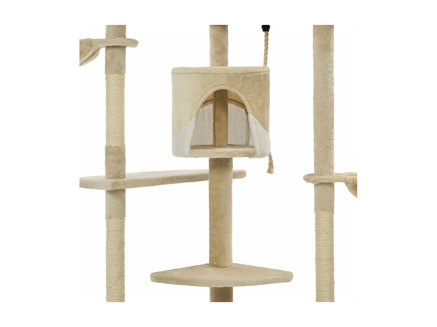 Rascador para gatos con poste de sisal 203 cm beige y blanco ES500559