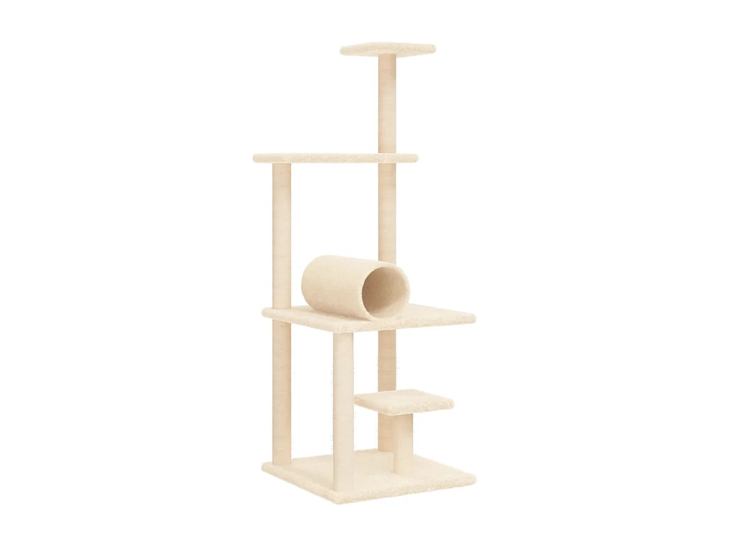 Rascador para gatos con postes de sisal color crema 136 cm ES185725
