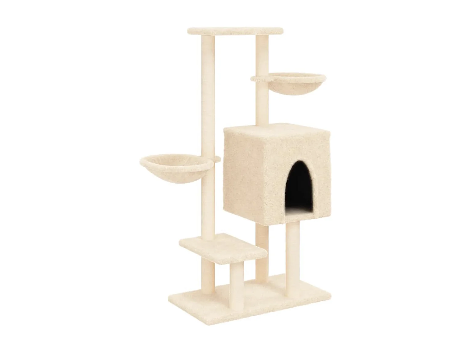 Árvore para gatos c/ postes arranhadores sisal 117 cm cor creme PT757803