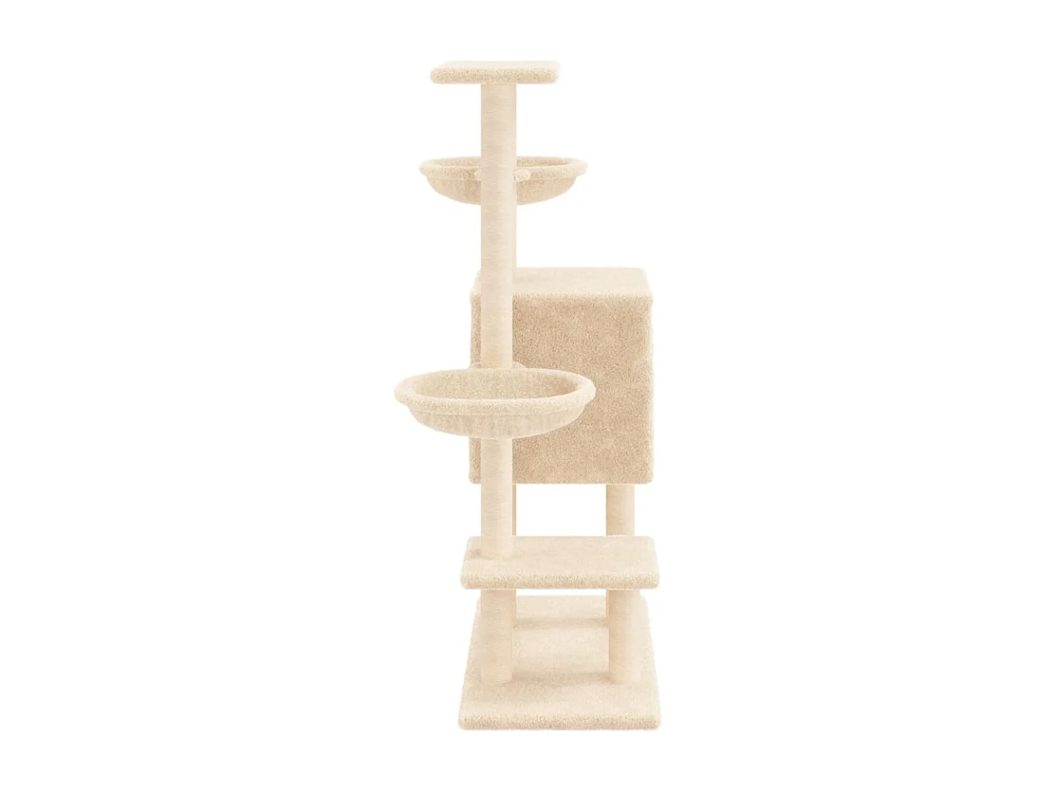 Árvore para gatos c/ postes arranhadores sisal 117 cm cor creme PT757803