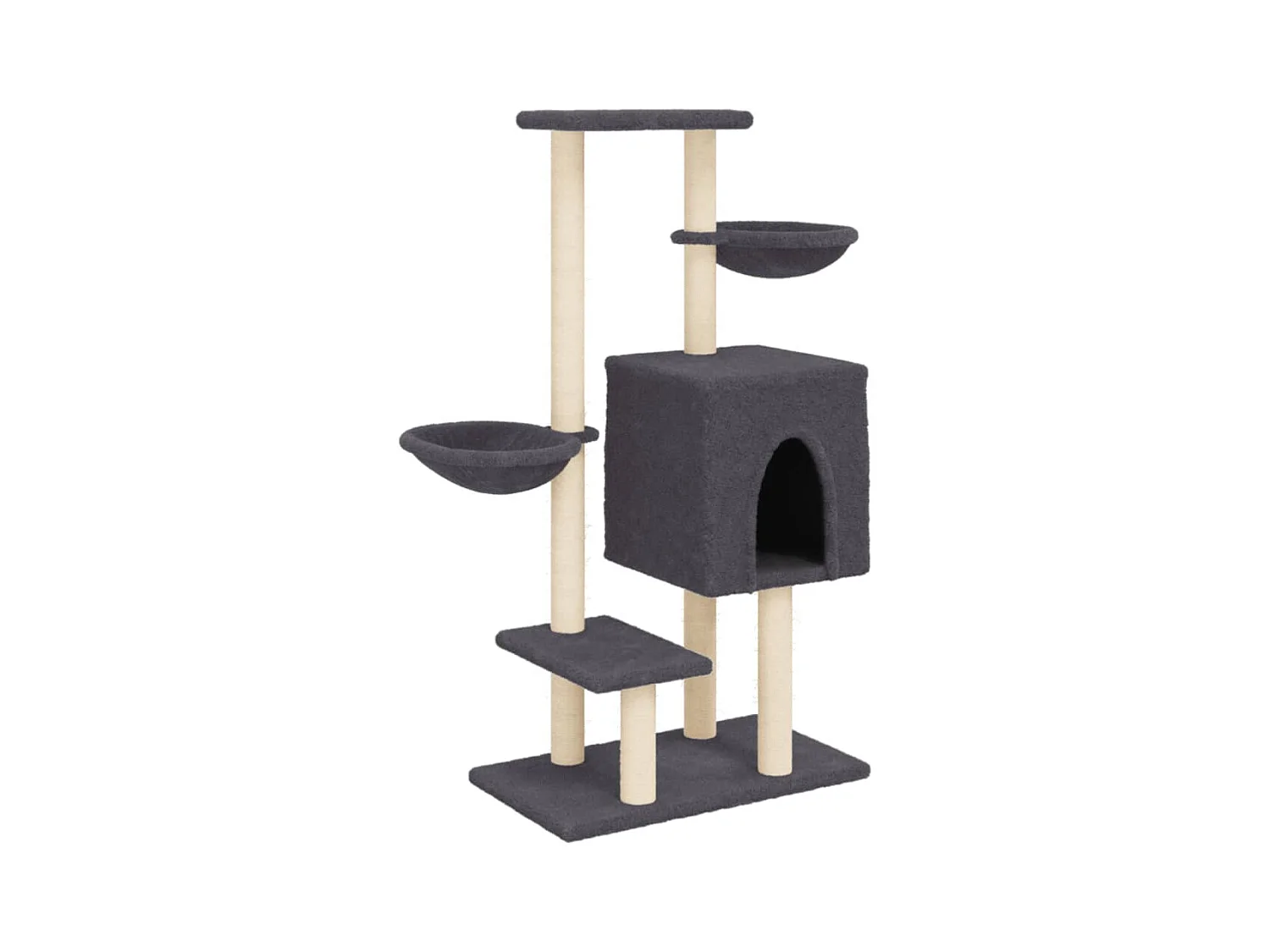 Arbre à chat avec griffoirs en sisal gris foncé 117 cm RG3Q45438