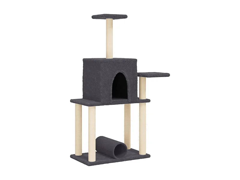 Árvore p/ gatos c/ postes arranhadores sisal 122cm cinza-escuro PT822291