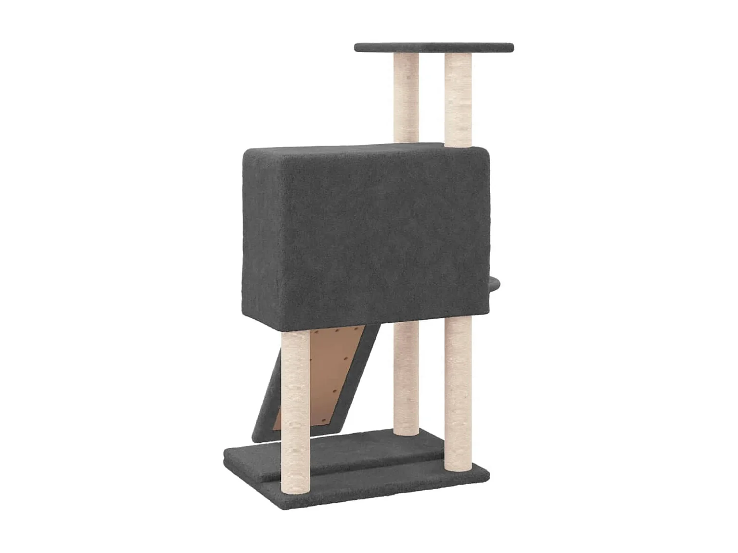 Rascador para gatos con postes de sisal gris oscuro 96 cm ES744758