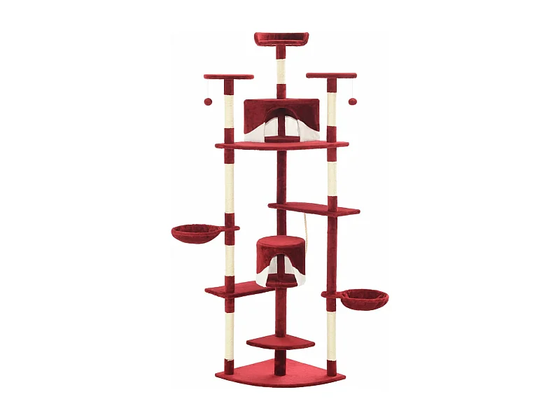 Árvore p/ gatos postes arranhadores sisal 203cm vermelho/branco PT896604