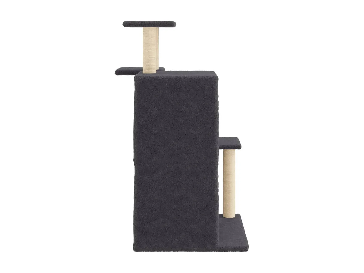 Rascador para gatos con postes de sisal gris oscuro 97 cm ES598846