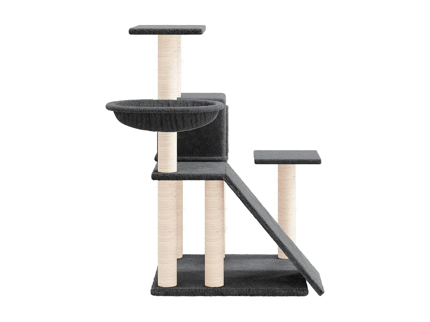 Rascador para gatos con postes de sisal gris oscuro 82 cm ES969747