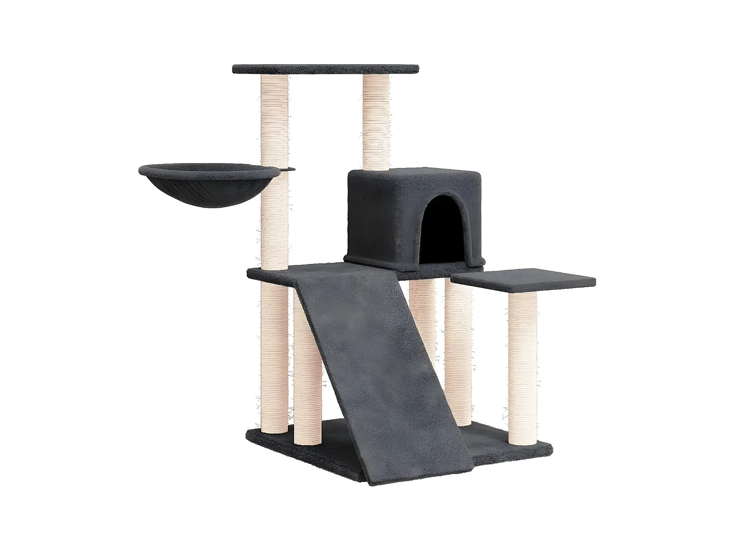 Arbre à chat avec griffoirs en sisal Gris foncé 82 cm RG3Q34483