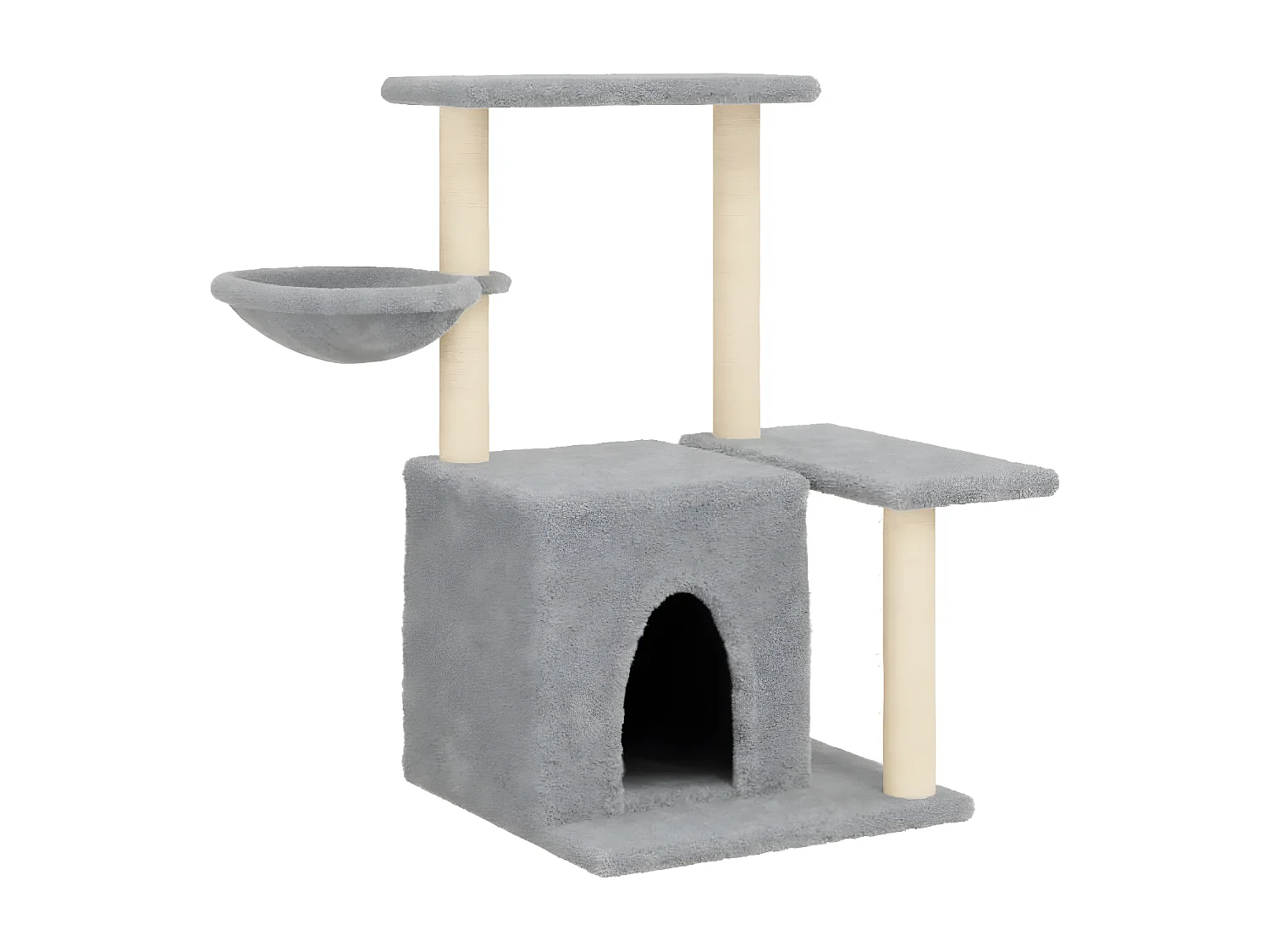 Árvore p/ gatos c/ postes arranhadores sisal 83 cm cinza-claro PT726222