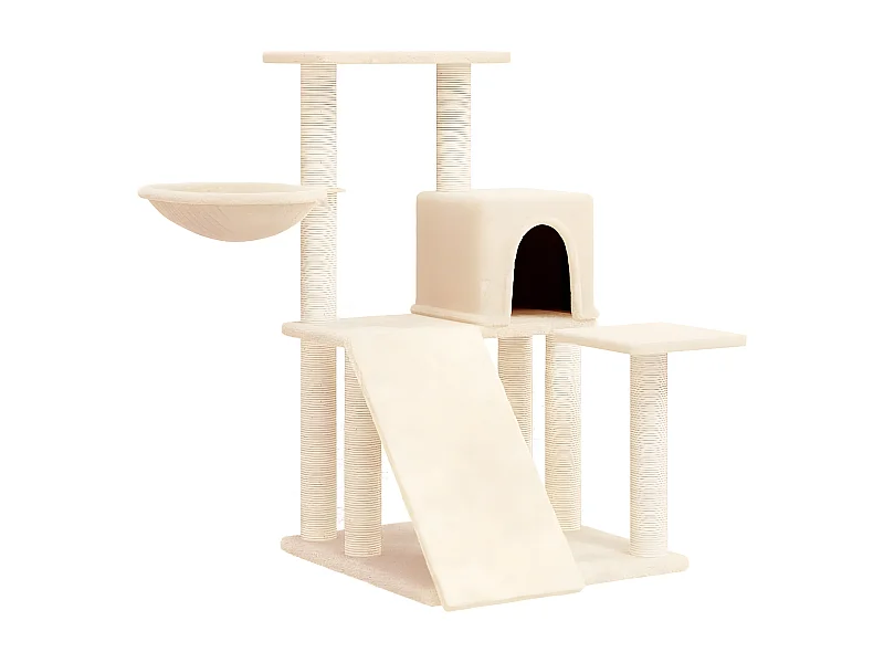 Árvore para gatos c/ postes arranhadores sisal 82 cm cor creme PT702415