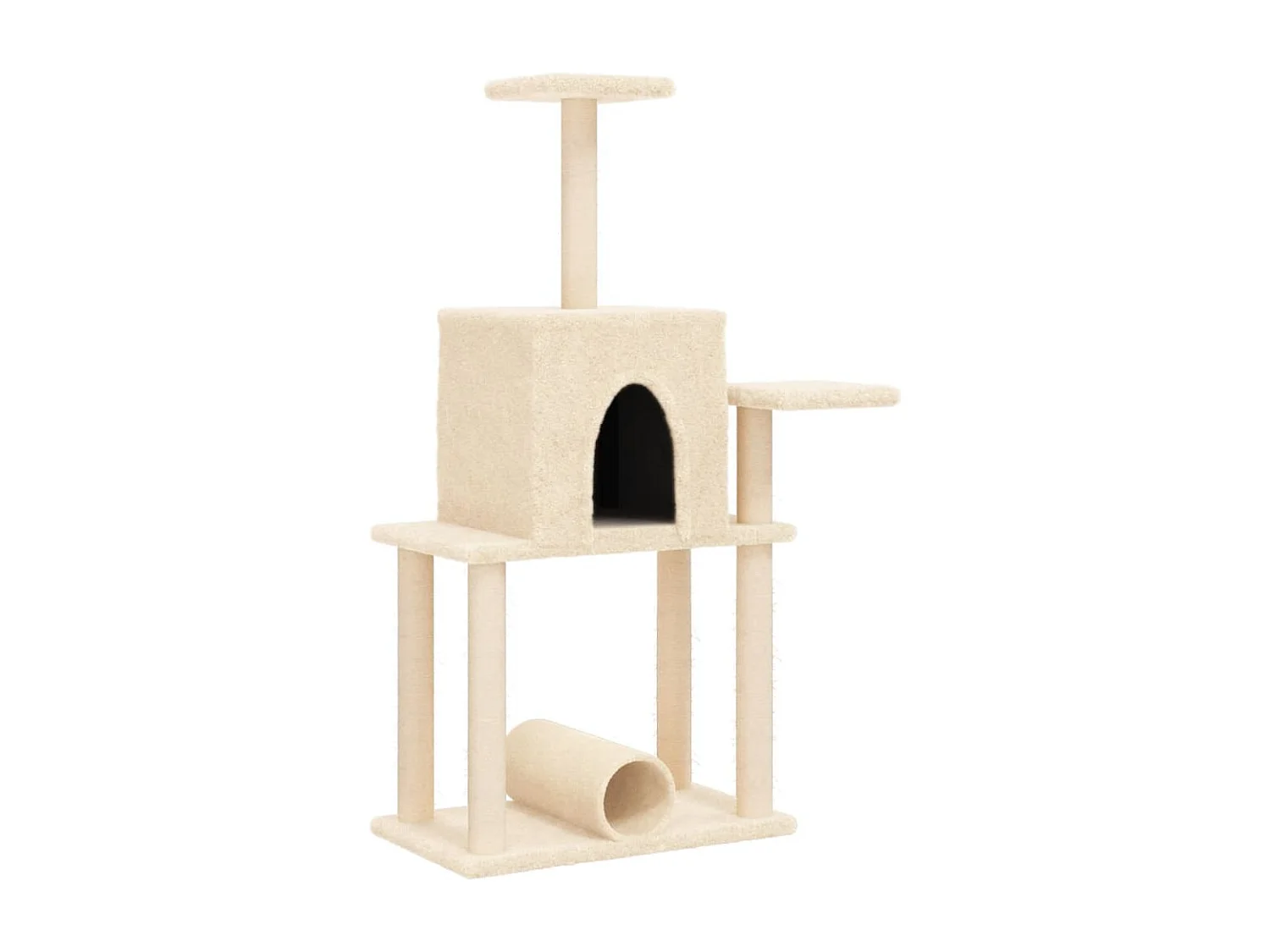 Árvore para gatos c/ postes arranhadores sisal 122 cm cor creme PT304734