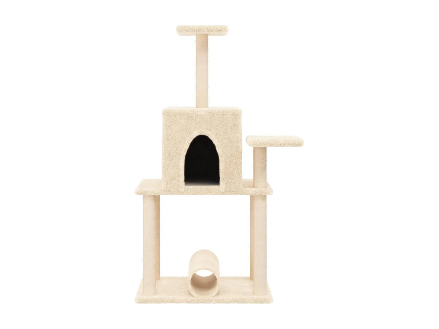 Árvore para gatos c/ postes arranhadores sisal 122 cm cor creme PT304734