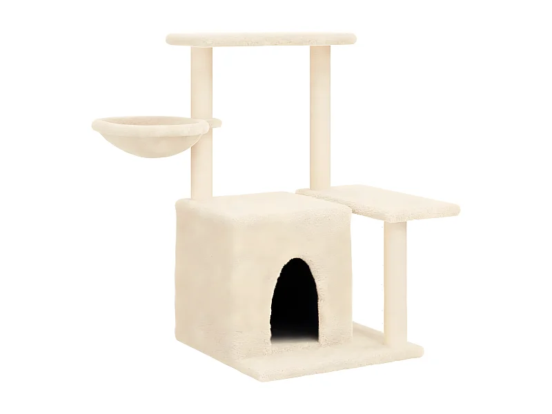 Árvore para gatos c/ postes arranhadores sisal 83 cm cor creme PT960656