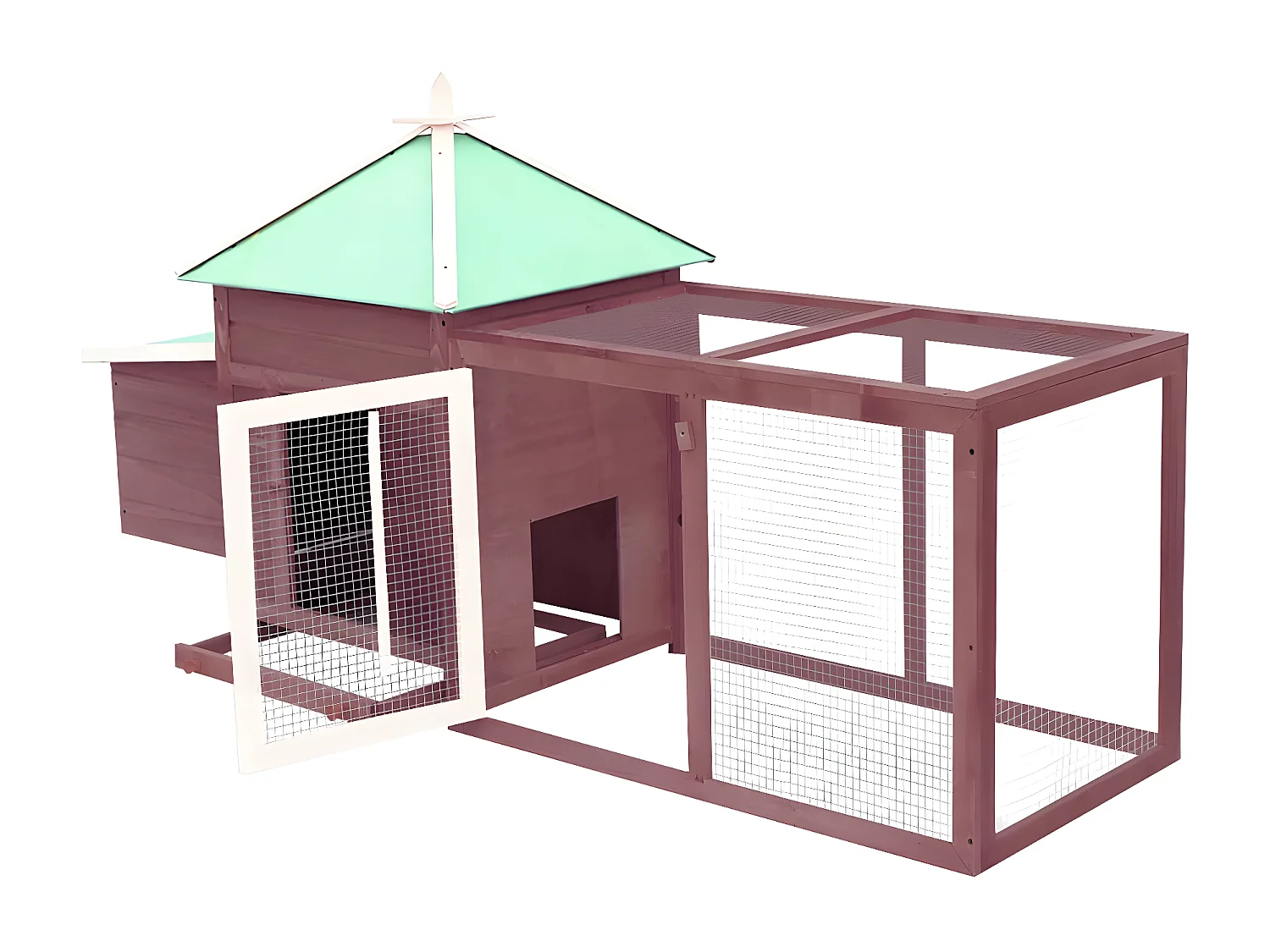 Galinheiro c/ caixa nidificação 190x72x102 cm abeto maciço moca PT882515