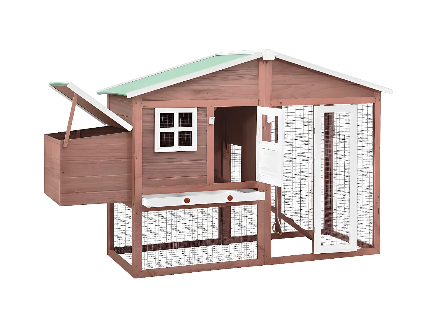 Poulailler avec nichoir Moka et blanc Bois de sapin massif RG3Q32904
