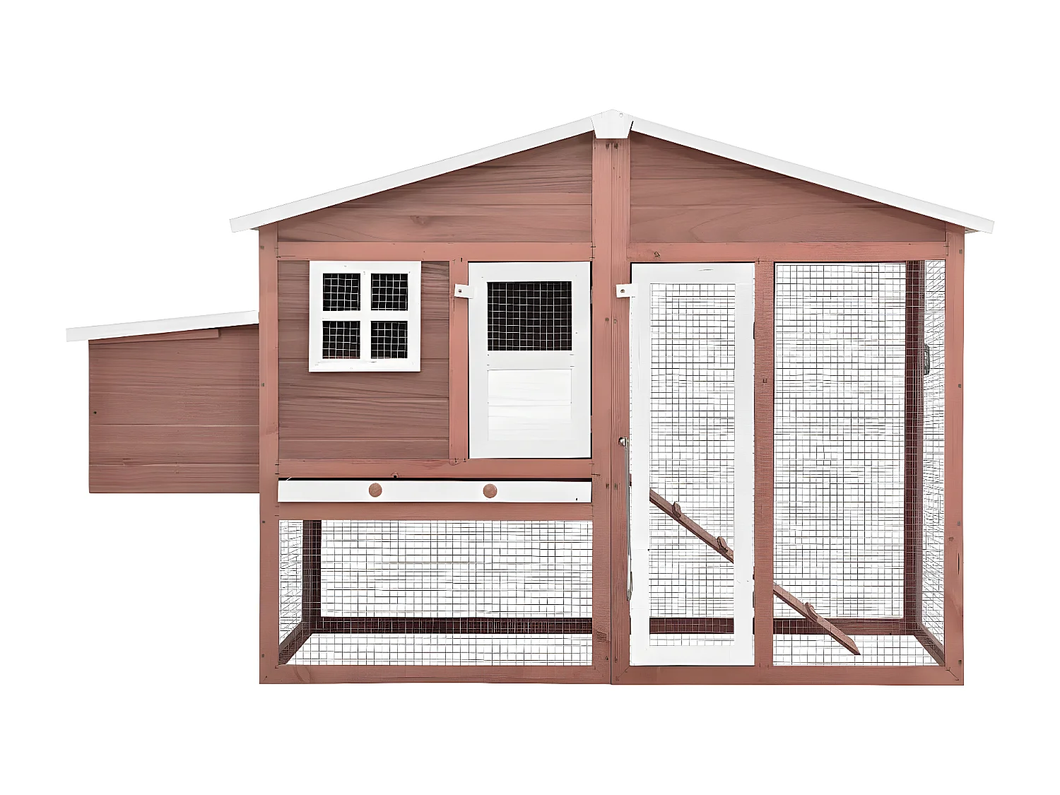 Galinheiro com caixa de nidificação abeto maciço moca e branco PT170595