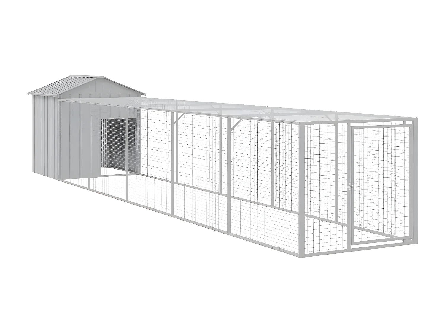 Galinheiro com anexo 117x609x123 cm aço galvanizado cinza-claro PT258493