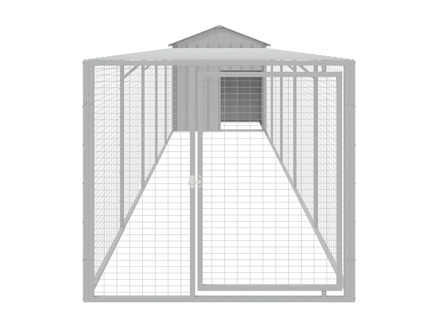 Galinheiro com anexo 117x609x123 cm aço galvanizado cinza-claro PT258493