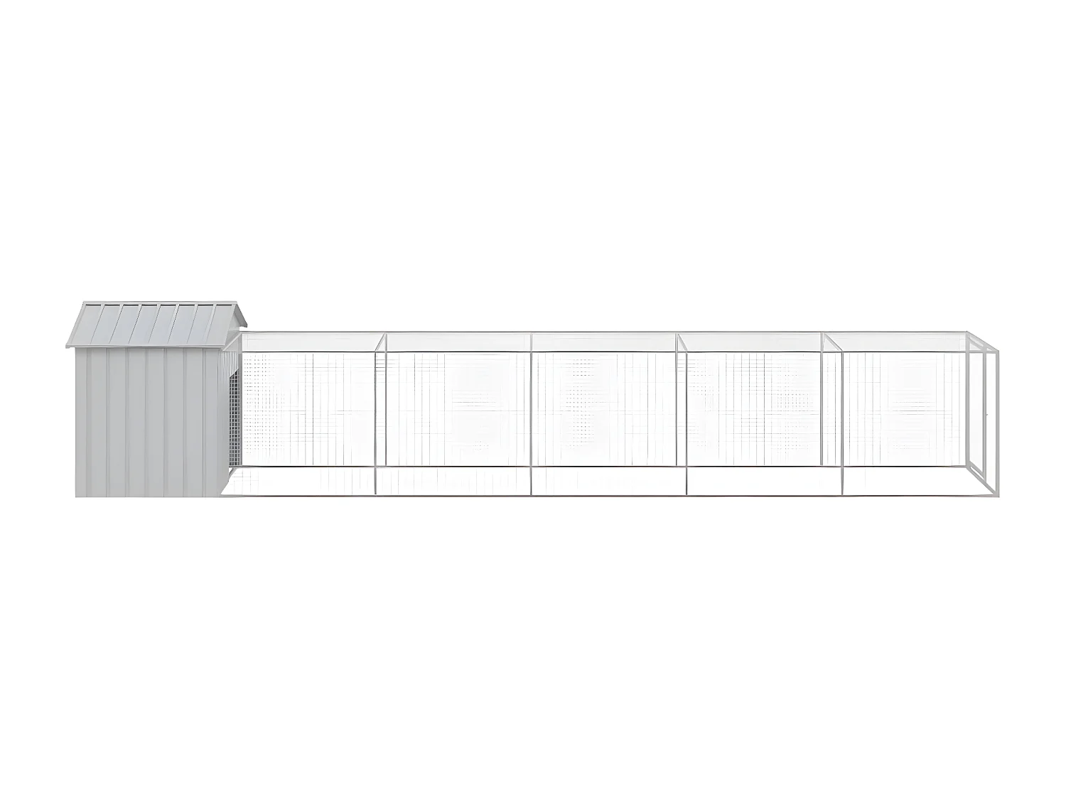 Galinheiro com anexo 117x609x123 cm aço galvanizado cinza-claro PT258493