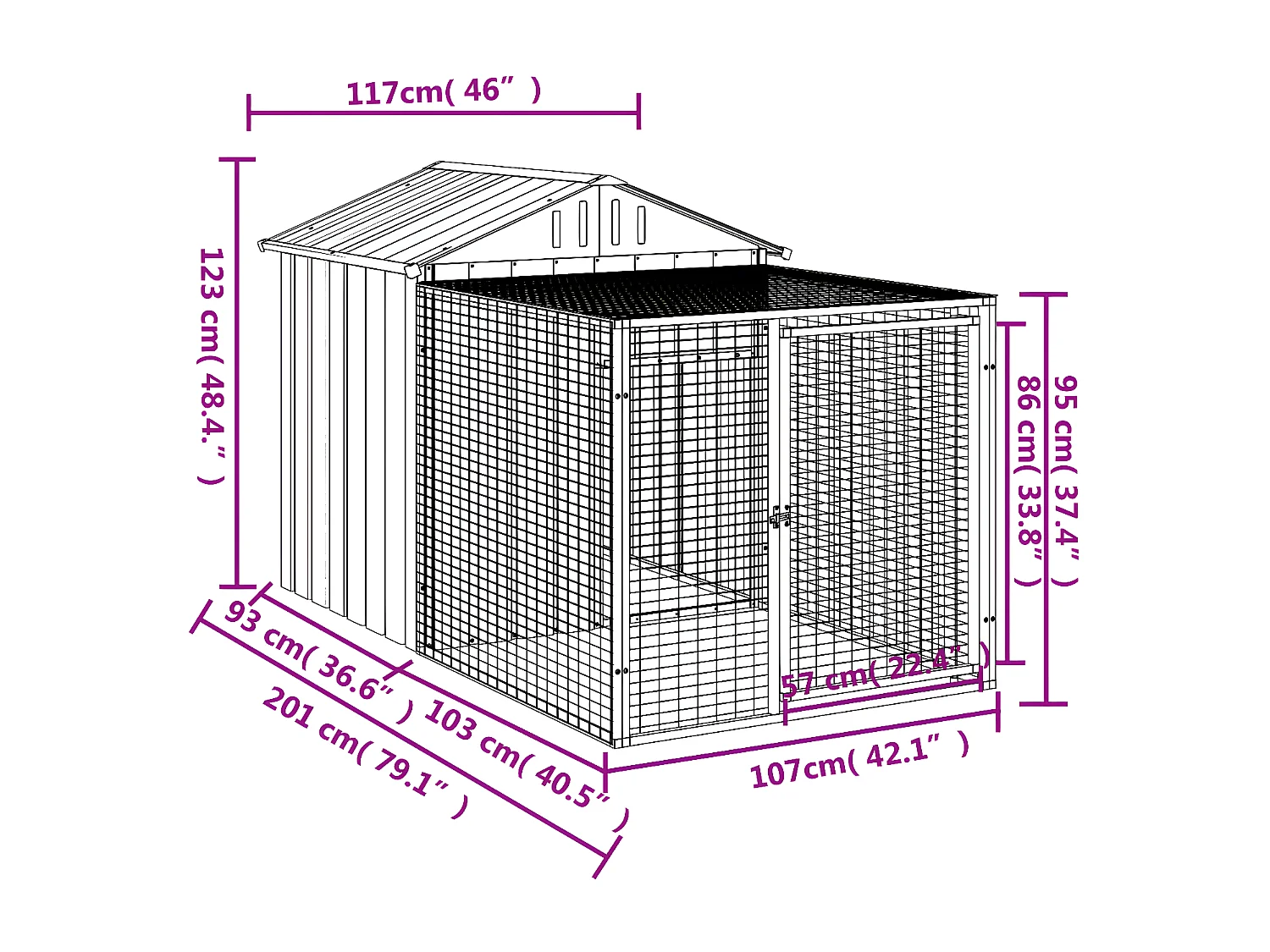 Galinheiro com anexo 117x201x123 cm aço galvanizado antracite PT114676