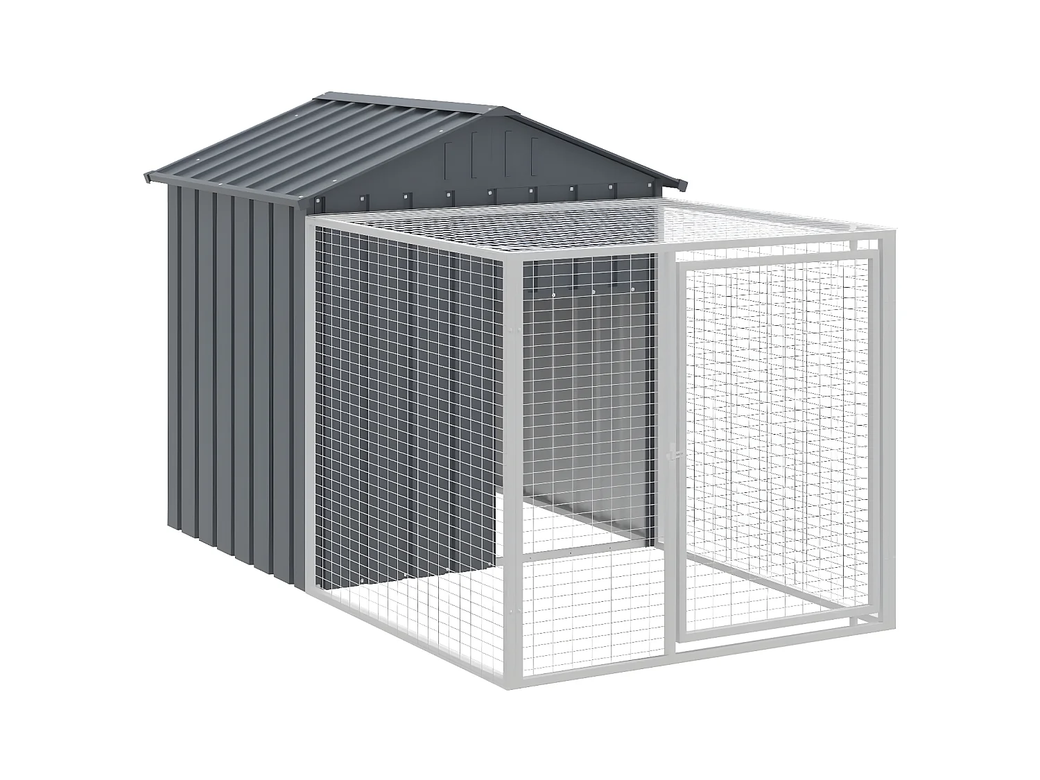 Poulailler avec cour anthracite 117x201x123 cm acier galvanisé RG3Q47764