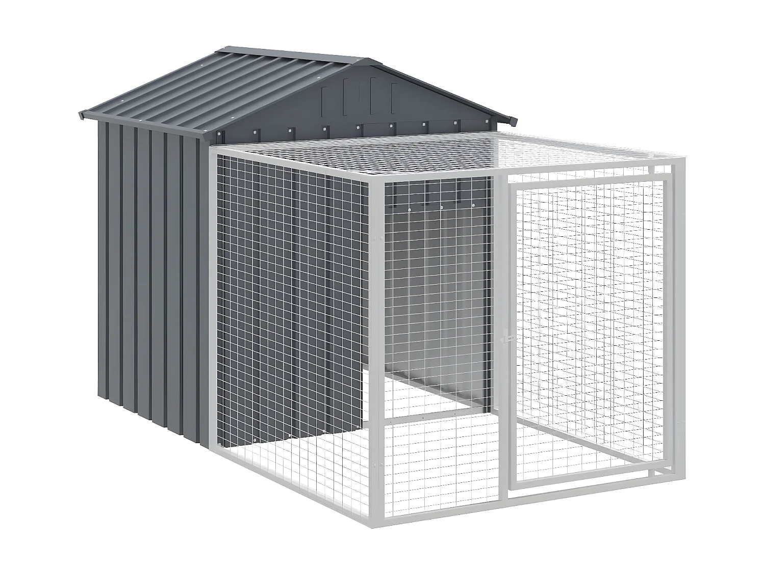 Jaula gallinas con corral acero galvanizado gris 117x201x123 cm ES553198