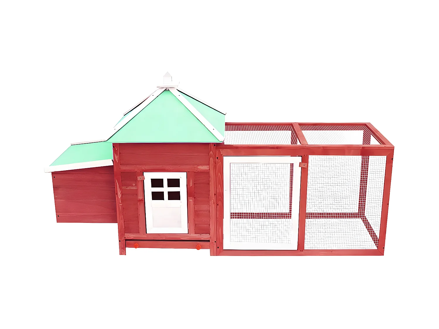 Poulailler avec nichoir Rouge 190x72x102cm Bois de sapin massif RG3Q67888