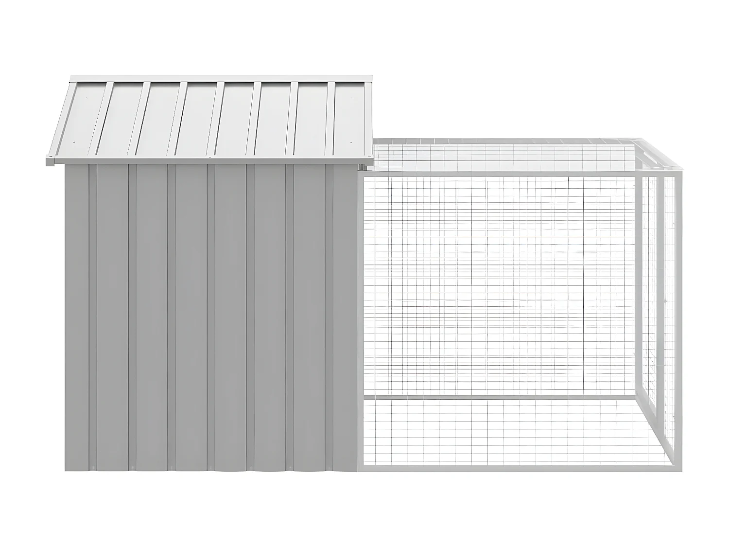 Poulailler avec cour gris clair 117x201x123 cm acier galvanisé RG3Q44766