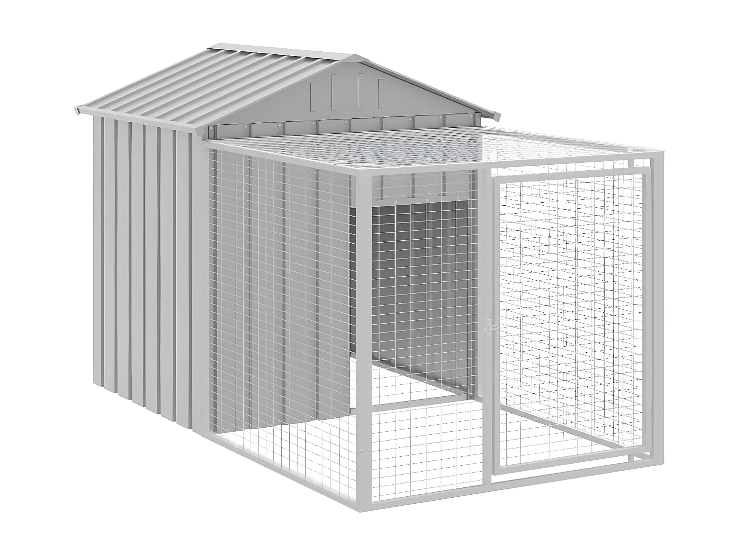 Gallinero con corral acero galvanizado gris claro 117x201x123cm ES606212