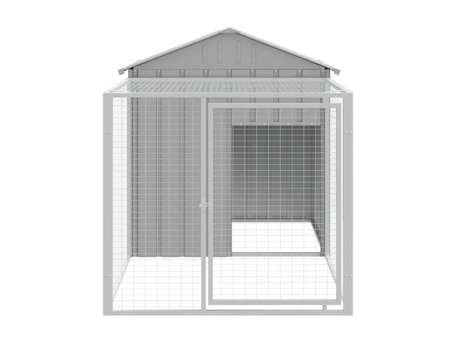 Gallinero con corral acero galvanizado gris claro 117x201x123cm ES606212