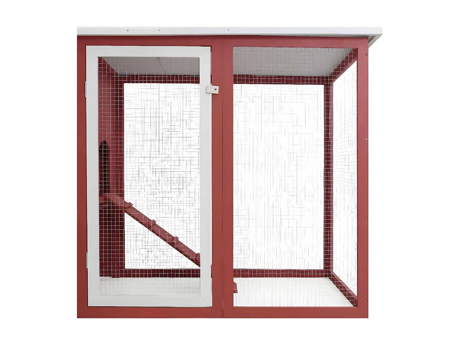 Poulailler d'extérieur avec 1 nichoir Rouge Bois RG3Q37572