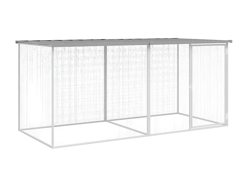 Poulailler avec toit gris clair 203x98x90 cm acier galvanisé RG3Q17857