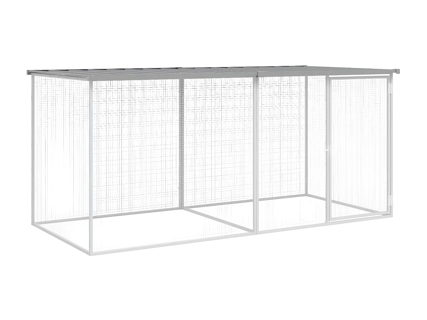 Gallinero con techo acero galvanizado gris claro 203x98x90 cm ES692000
