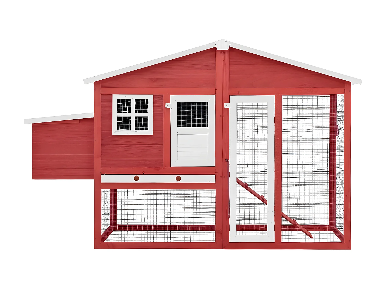 Poulailler avec nichoir Rouge et blanc Bois de sapin massif RG3Q72337