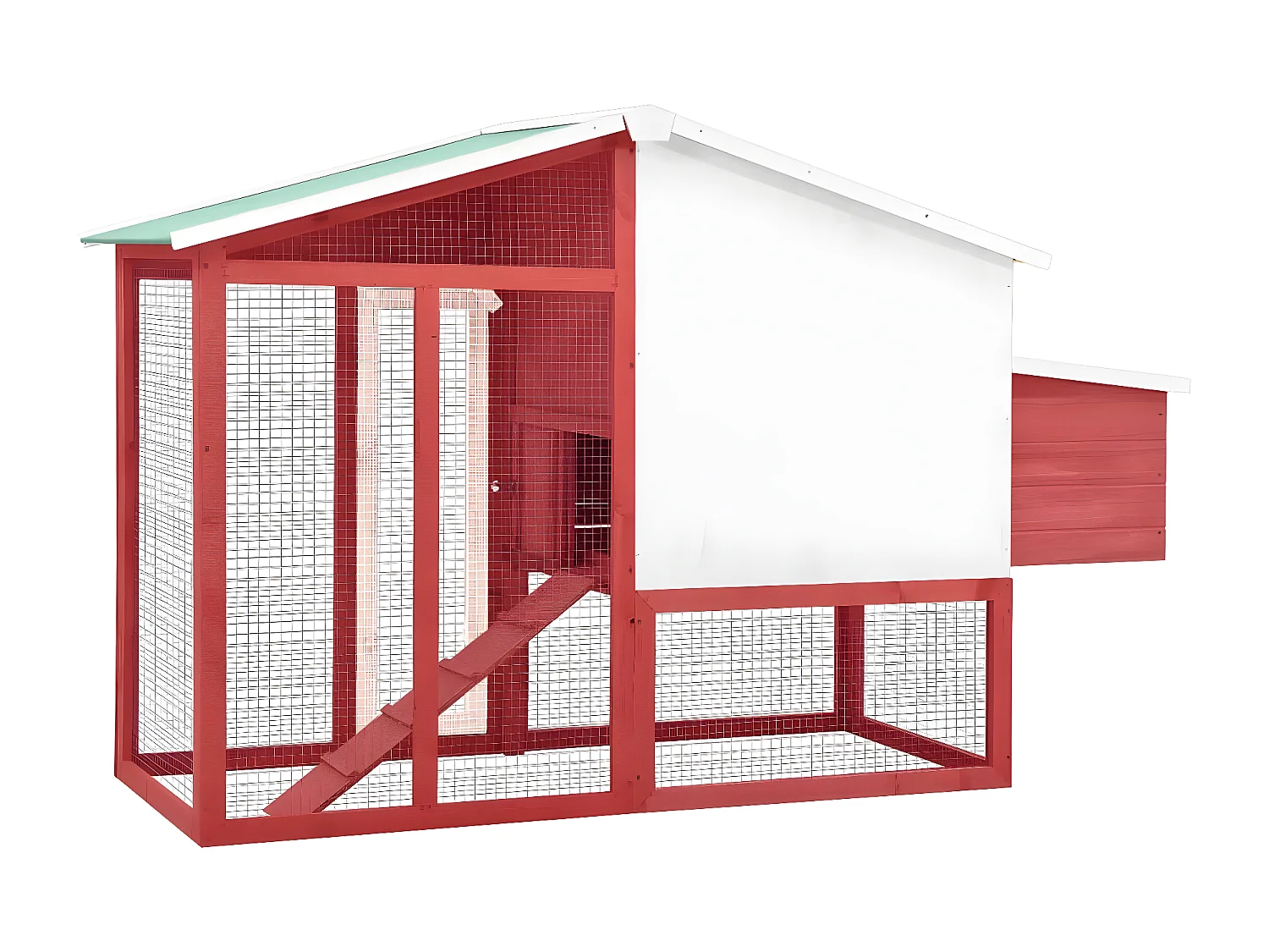 Poulailler avec nichoir Rouge et blanc Bois de sapin massif RG3Q72337