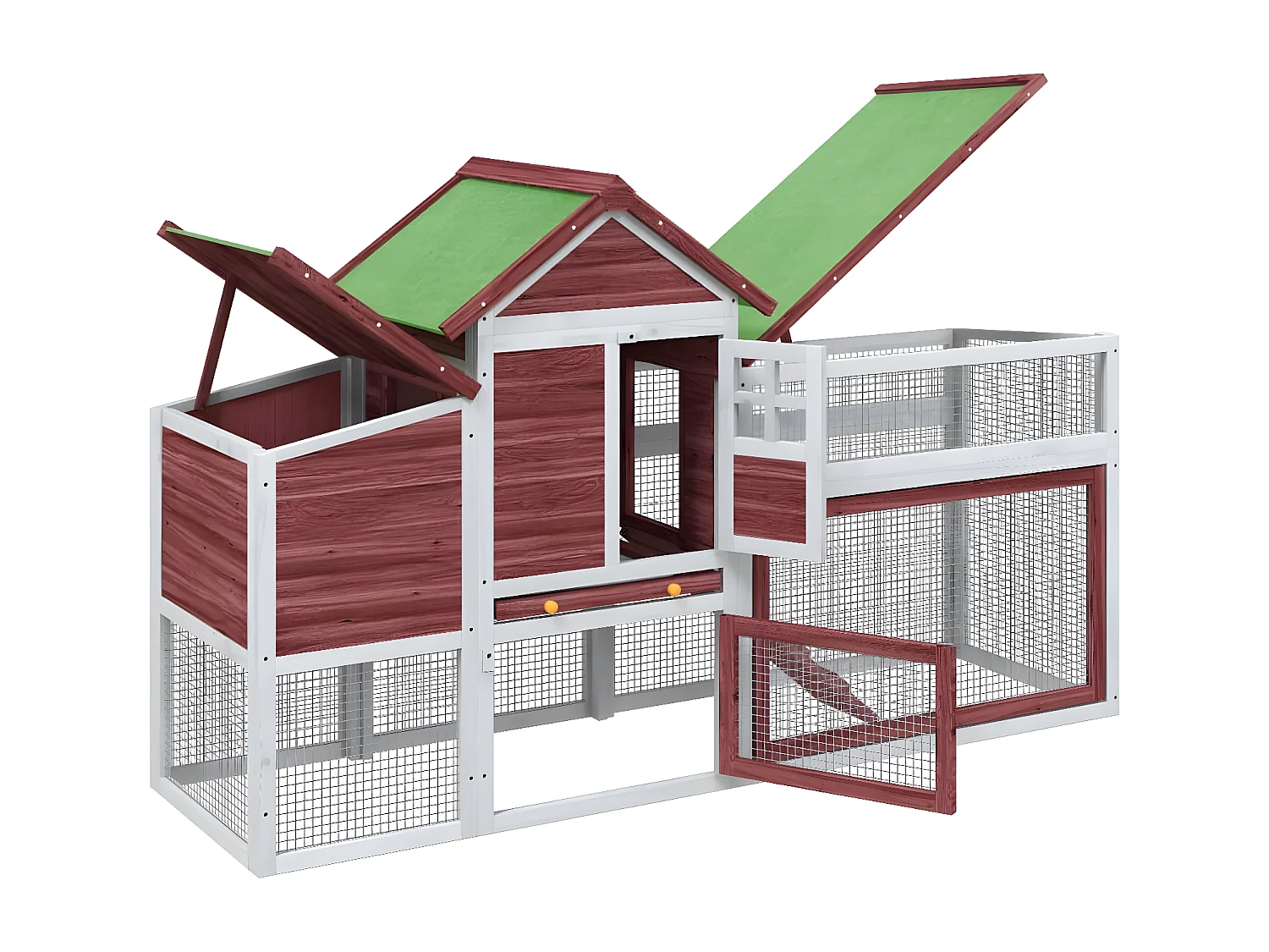 Poulailler moka 186,5x58,5x113 cm bois massif de pin RG3Q94235