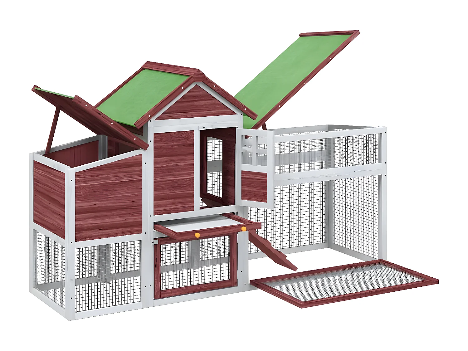 Poulailler moka 186,5x58,5x113 cm bois massif de pin RG3Q94235