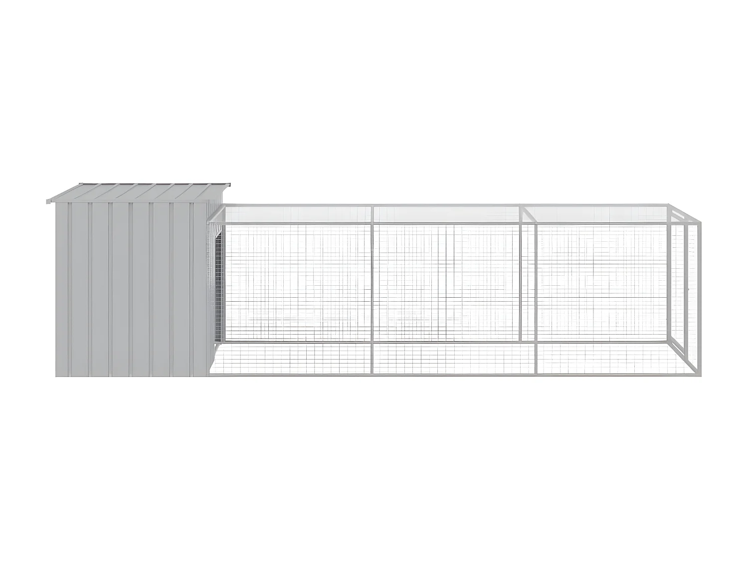 Galinheiro com anexo 110x405x110 cm aço galvanizado cinza-claro PT392524
